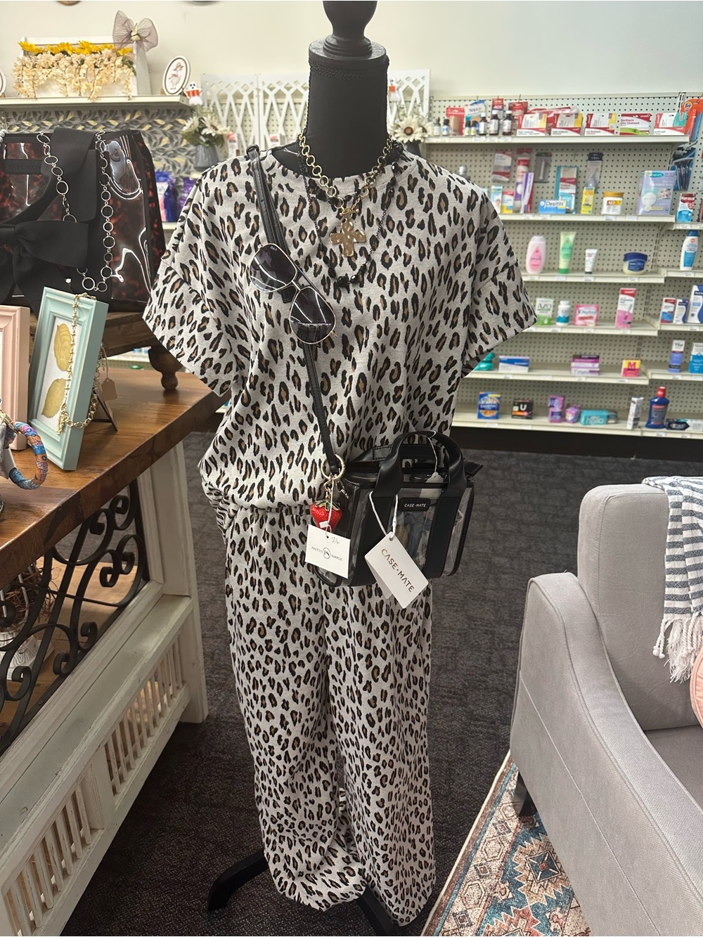 Leopard Print Short Sleeve pant set